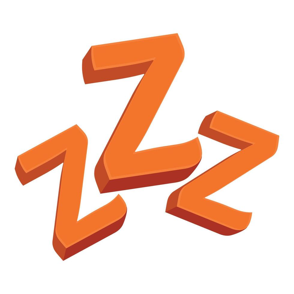 Orange zzz sign representing sleep and resting time vector