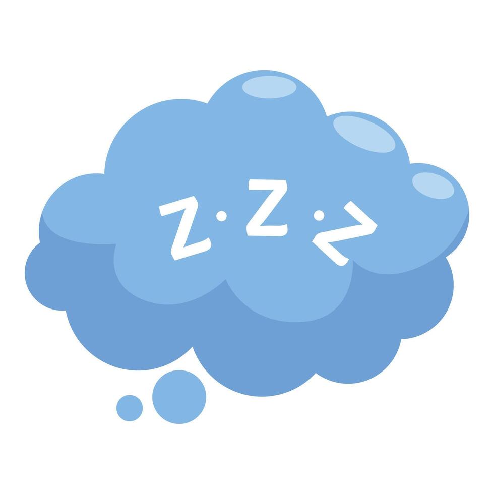 Blue thought bubble showing zzz sign for sleep vector