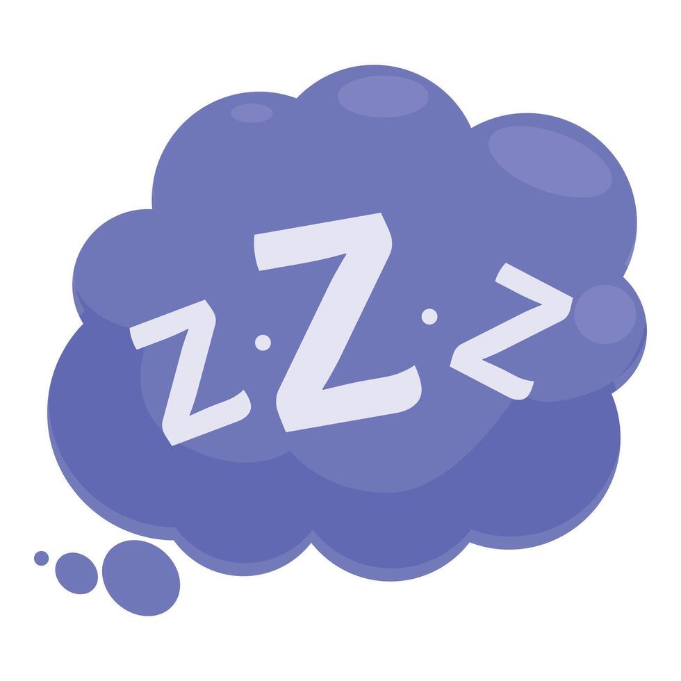 Blue thought bubble showing zzz symbol for sleeping vector