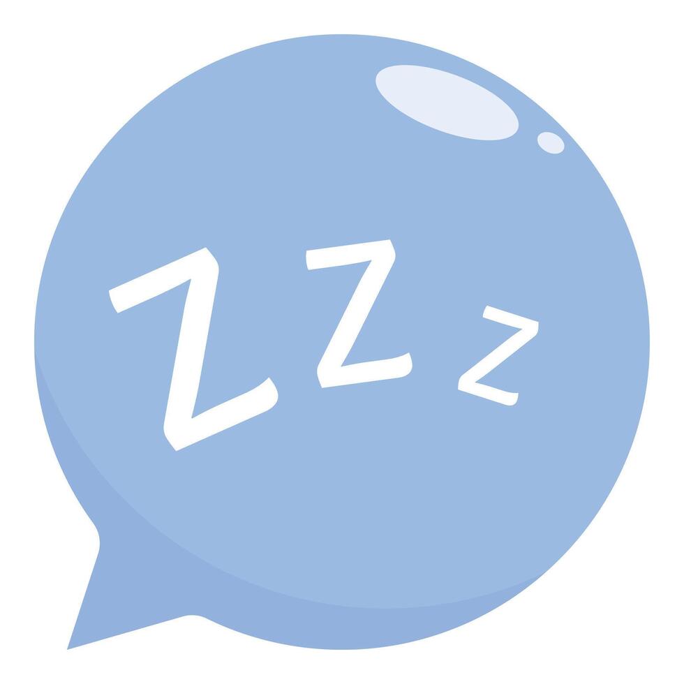 Blue speech bubble showing zzz symbol for sleep vector