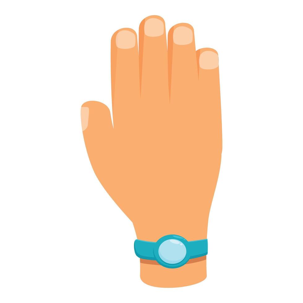 Cartoon hand wearing wrist watch showing number four vector