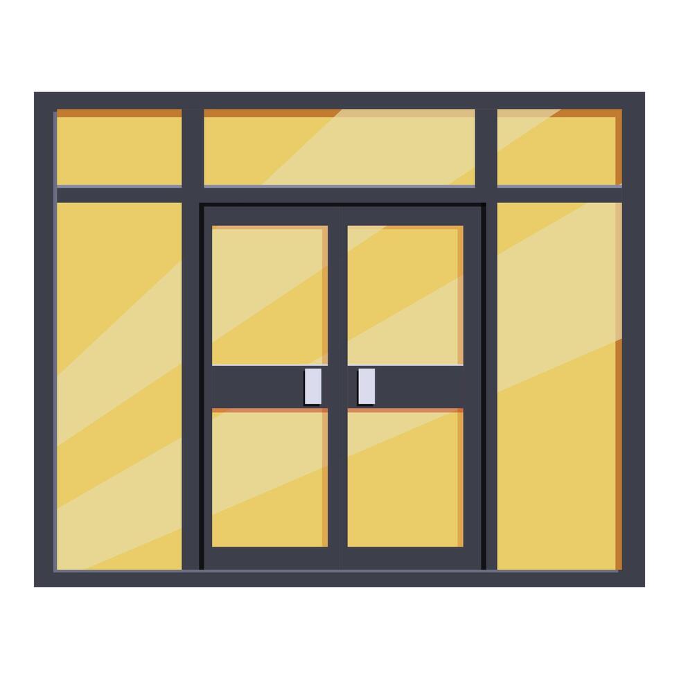 Double glass door with yellow windows reflecting sunlight vector