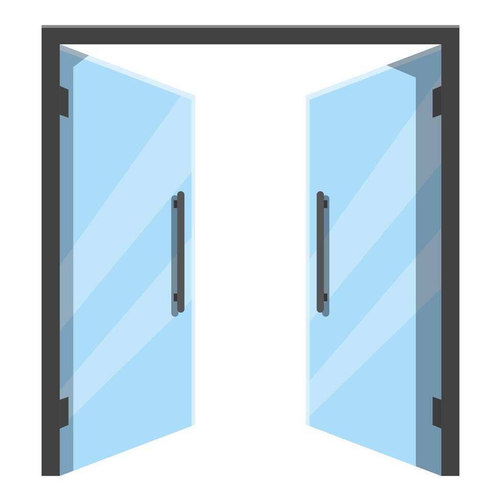 Double glass door opening to the outside vector