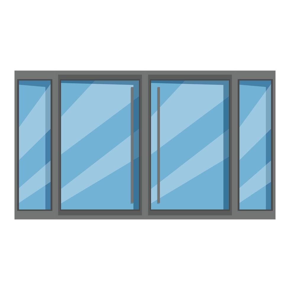 Modern double glass door entrance with metal frame vector