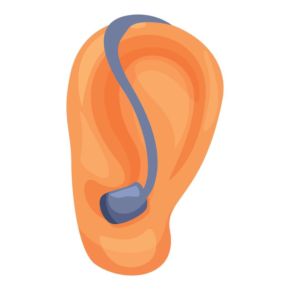 Human ear wearing hearing aid improving hearing loss vector