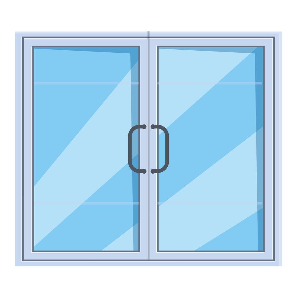 Double glass door with metal handles reflecting sunlight vector