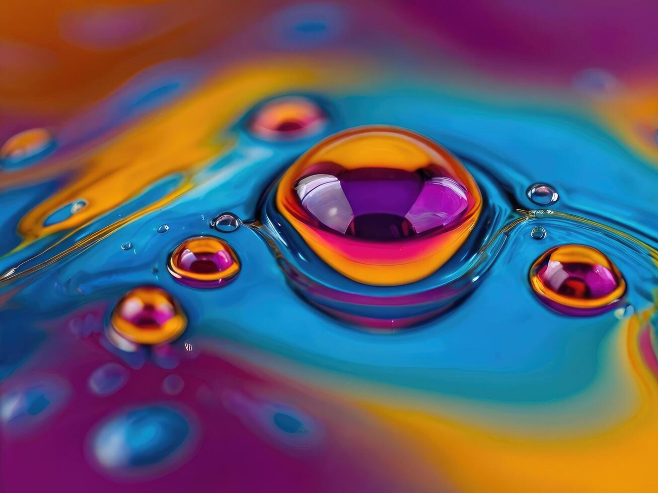 Vibrant Water Reflection Macro Photography photo