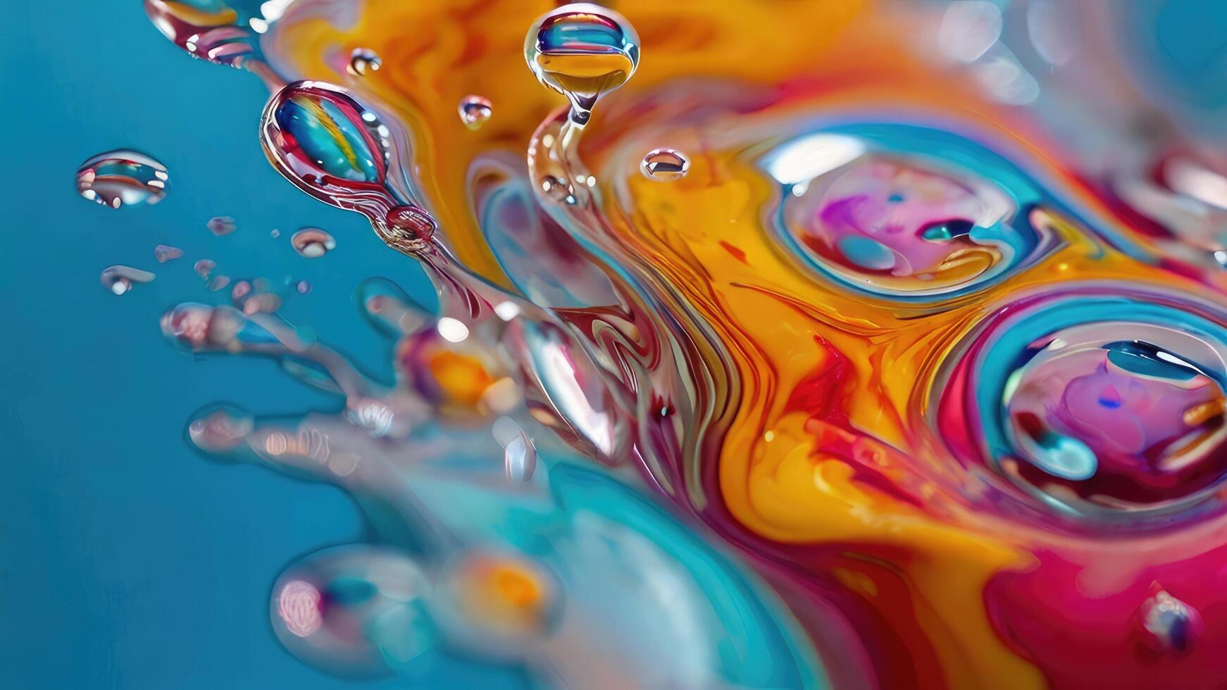 a close up of the water with orange and yellow bubbles photo