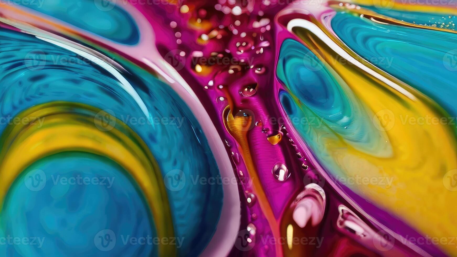 a colorful water droplet is filled with water bubbles. photo