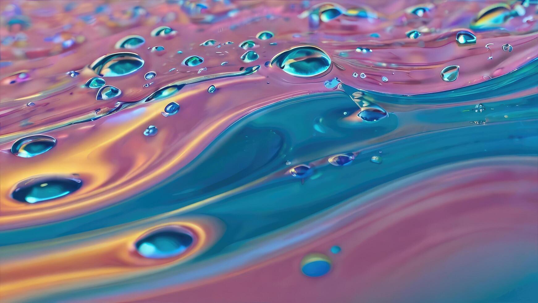 Close-up of Water Droplets with Rainbow Colors photo