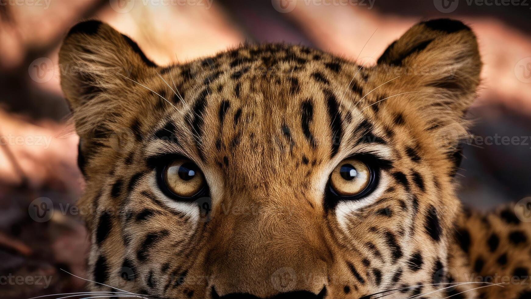 A stunning close-up photo of a leopard, capturing its wild and charming essence