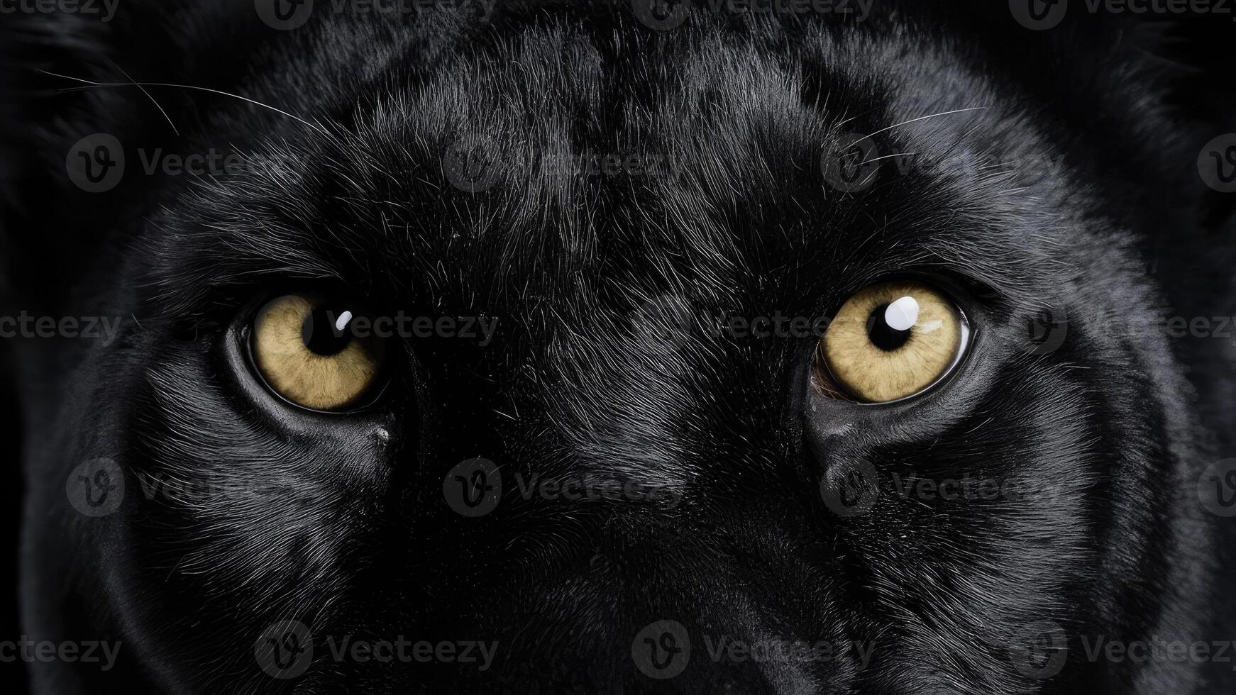 A stunning close-up photo of a panther's eyes, showing its striking and captivating large eyes