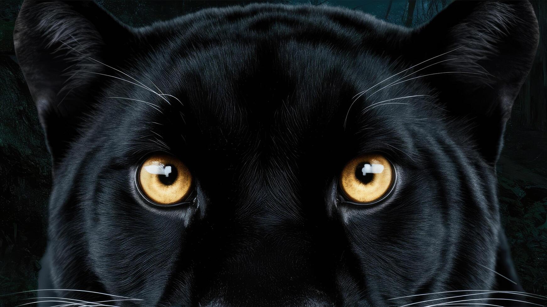 A stunning close-up photo of a panther's eyes, showing its striking and captivating large eyes