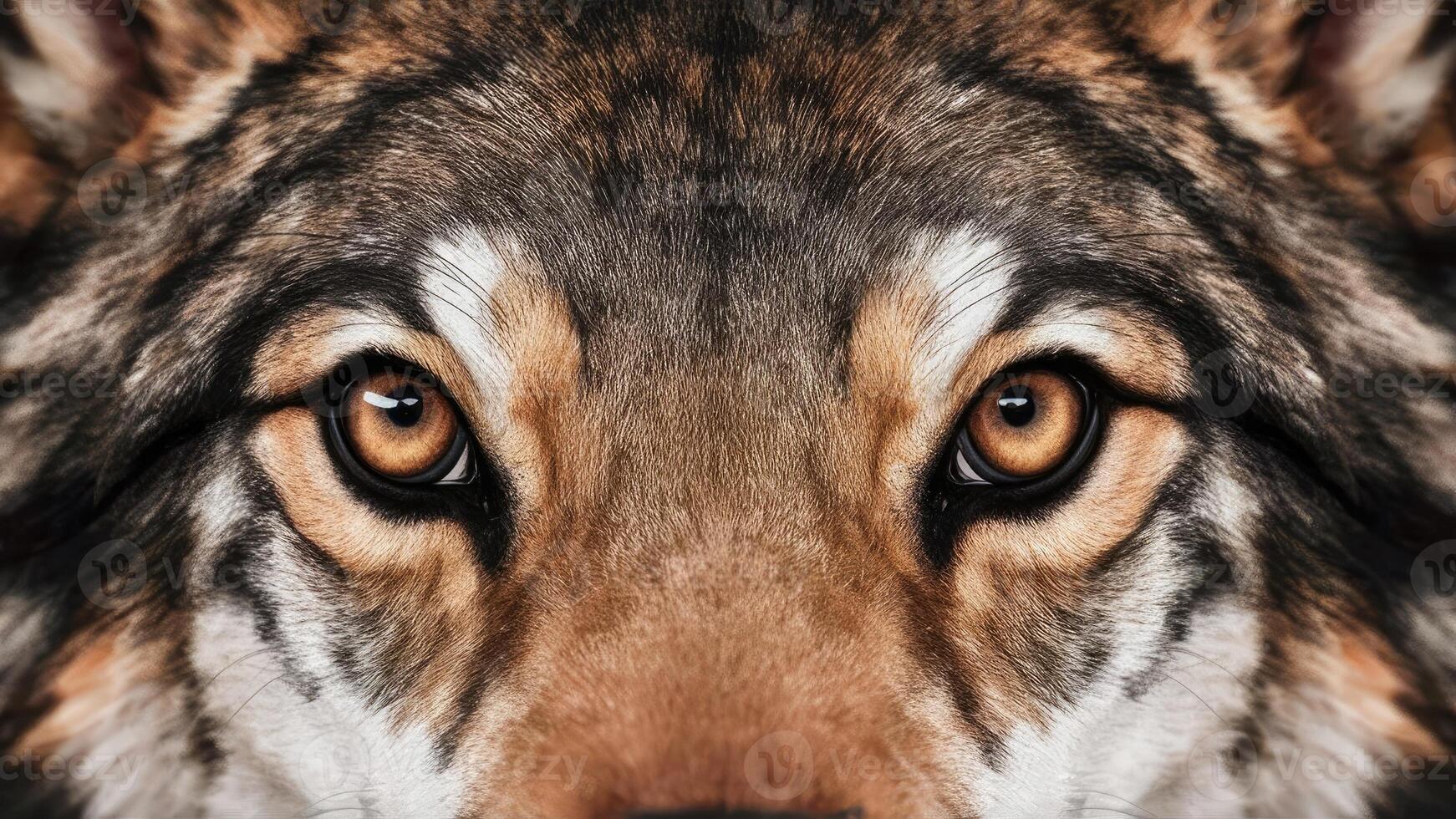 the sharp eyes of a wild wolf photo