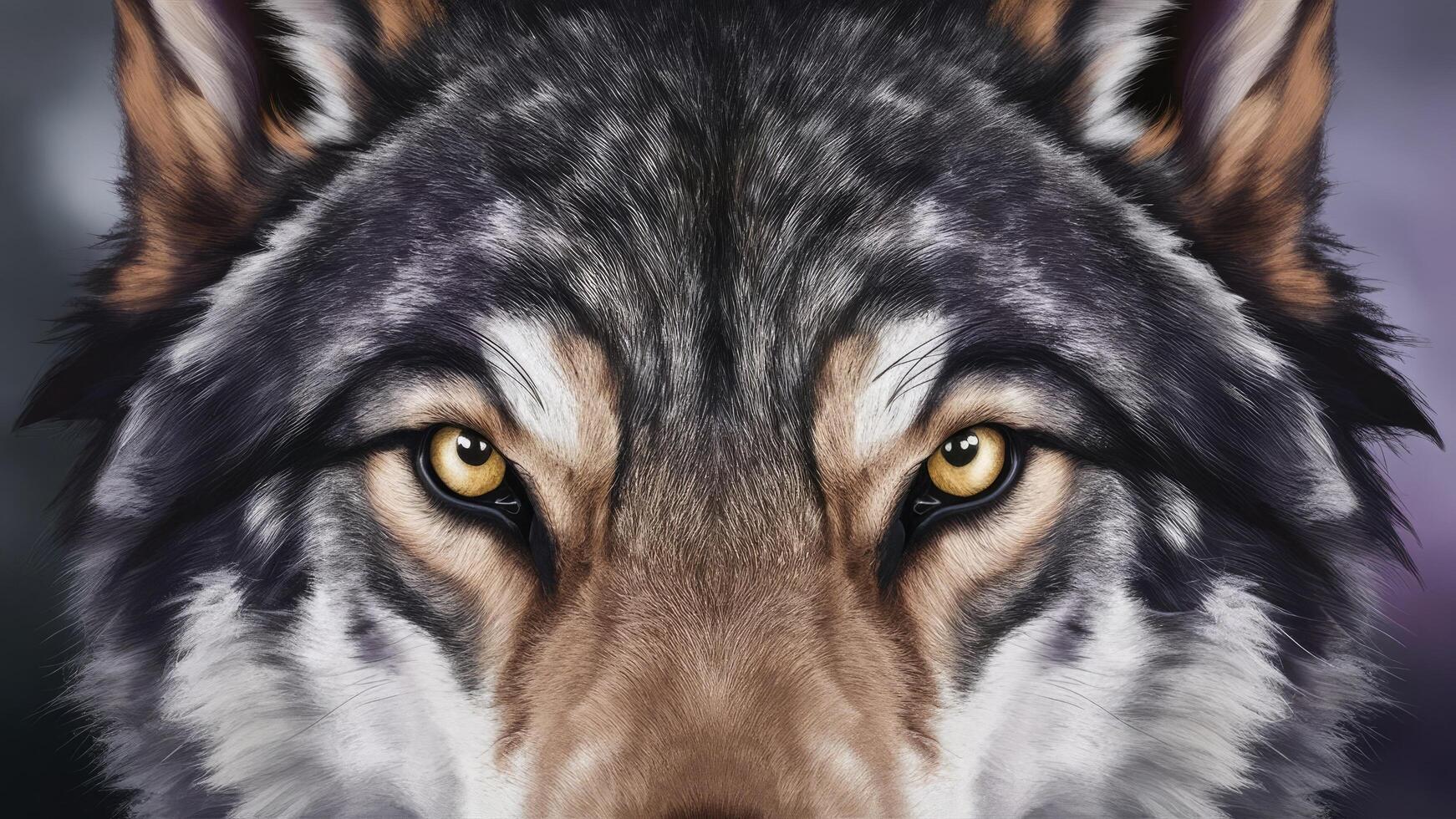 Realistic of the eyes of a wild wolf closeup photo