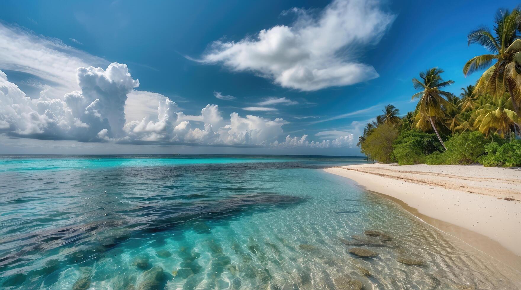 The beautiful and calm natural view of the beach is suitable for social media photo