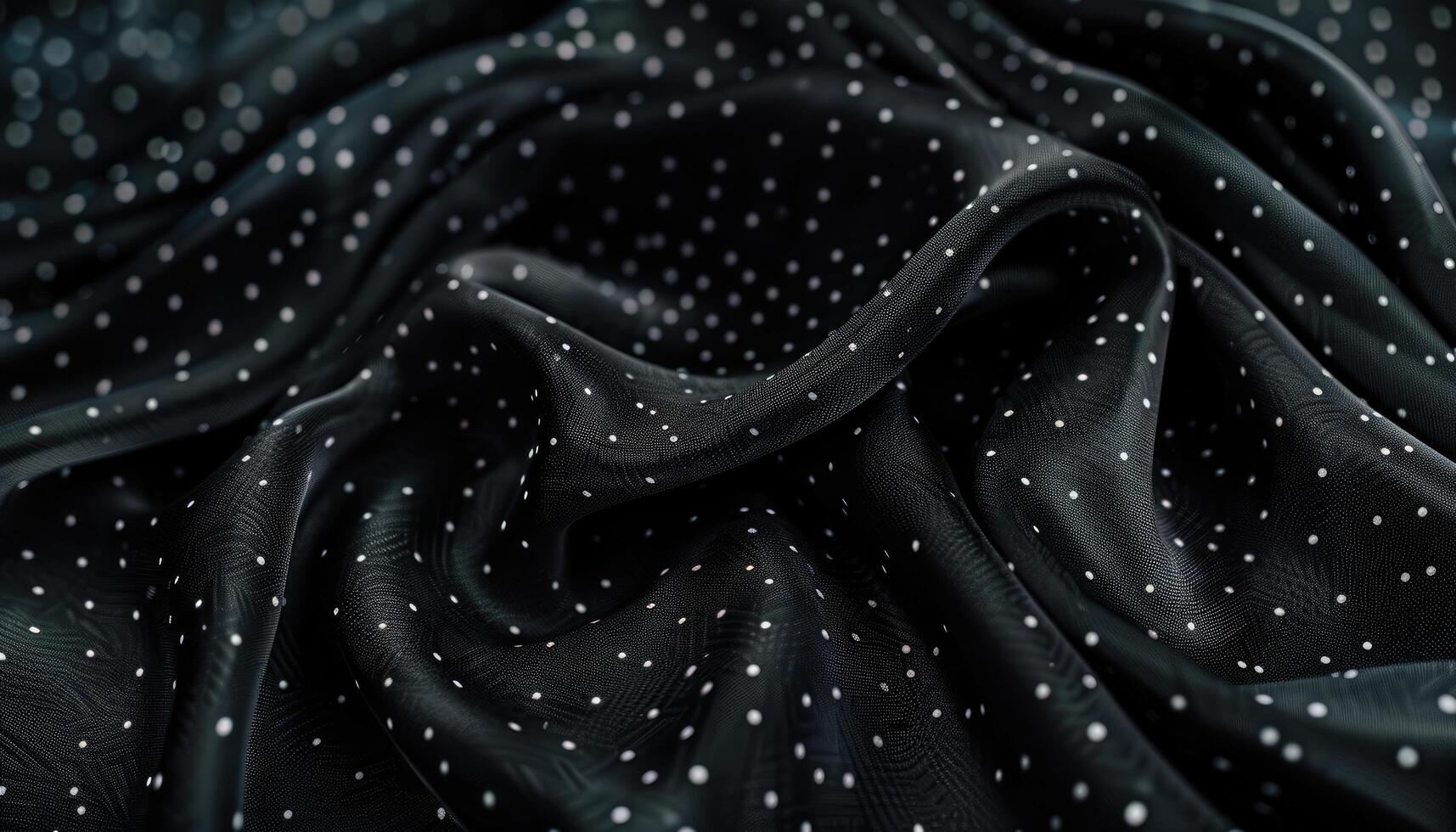 Black Fabric with White Polka Dots Draped and Folded photo