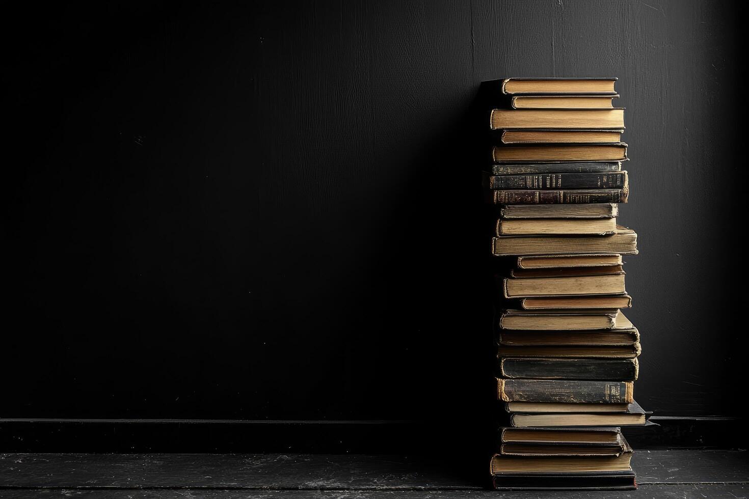 Tower of Old Books on a Dark Surface photo