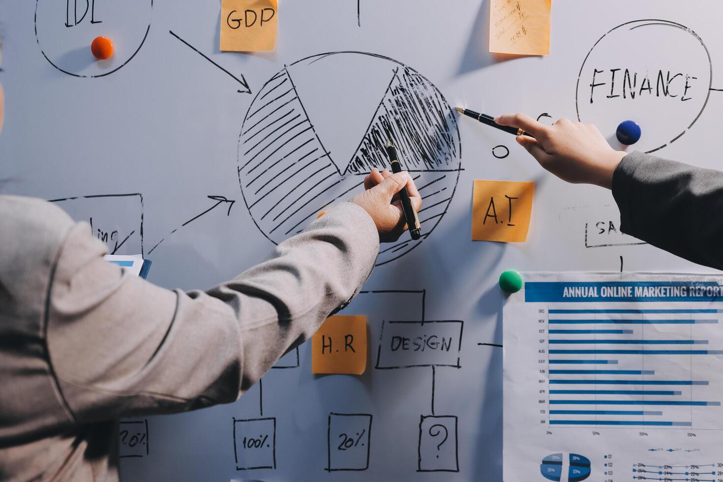 Business people are analyzing and planning business strategies. photo