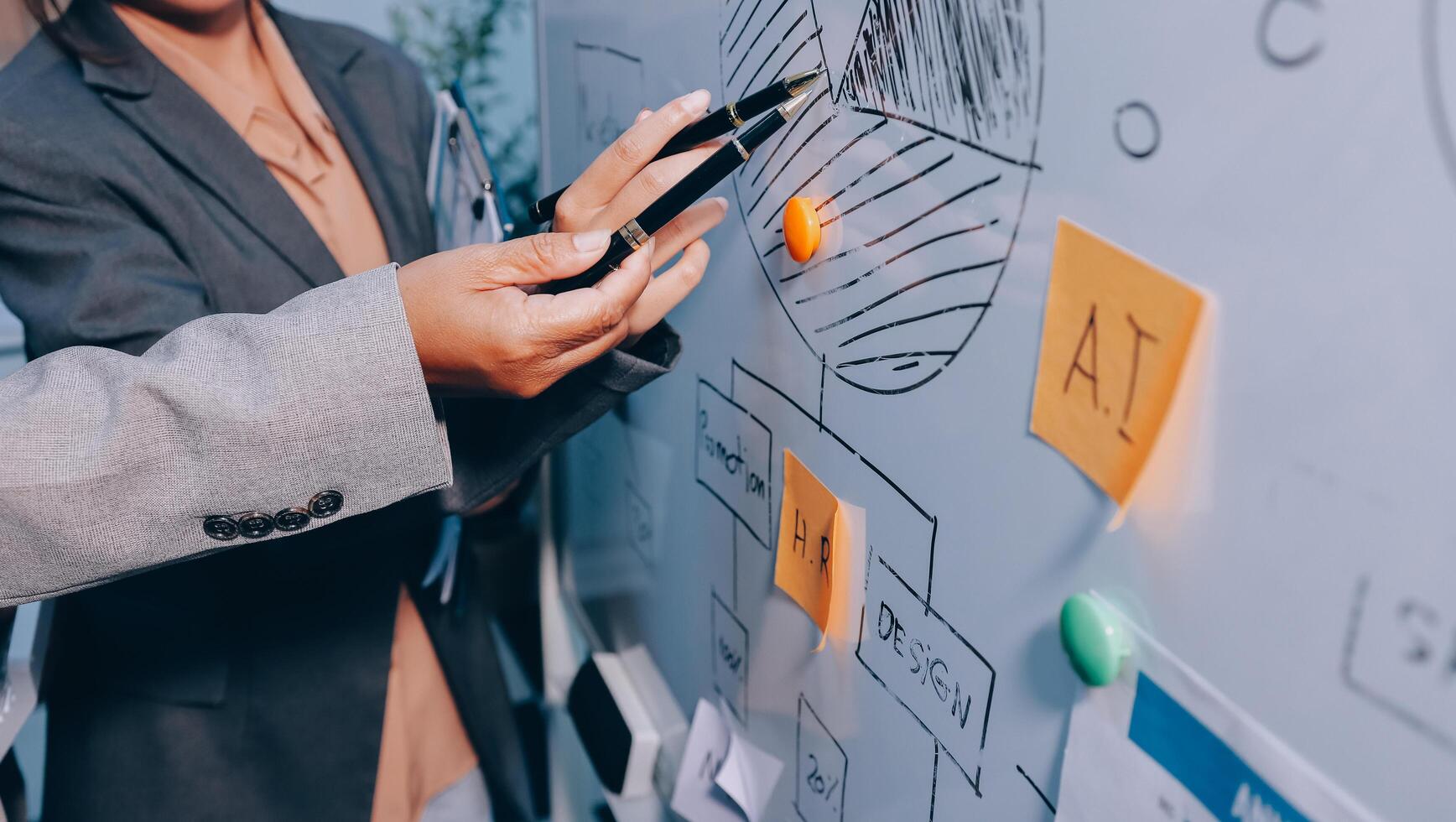 Business people are analyzing and planning business strategies. photo