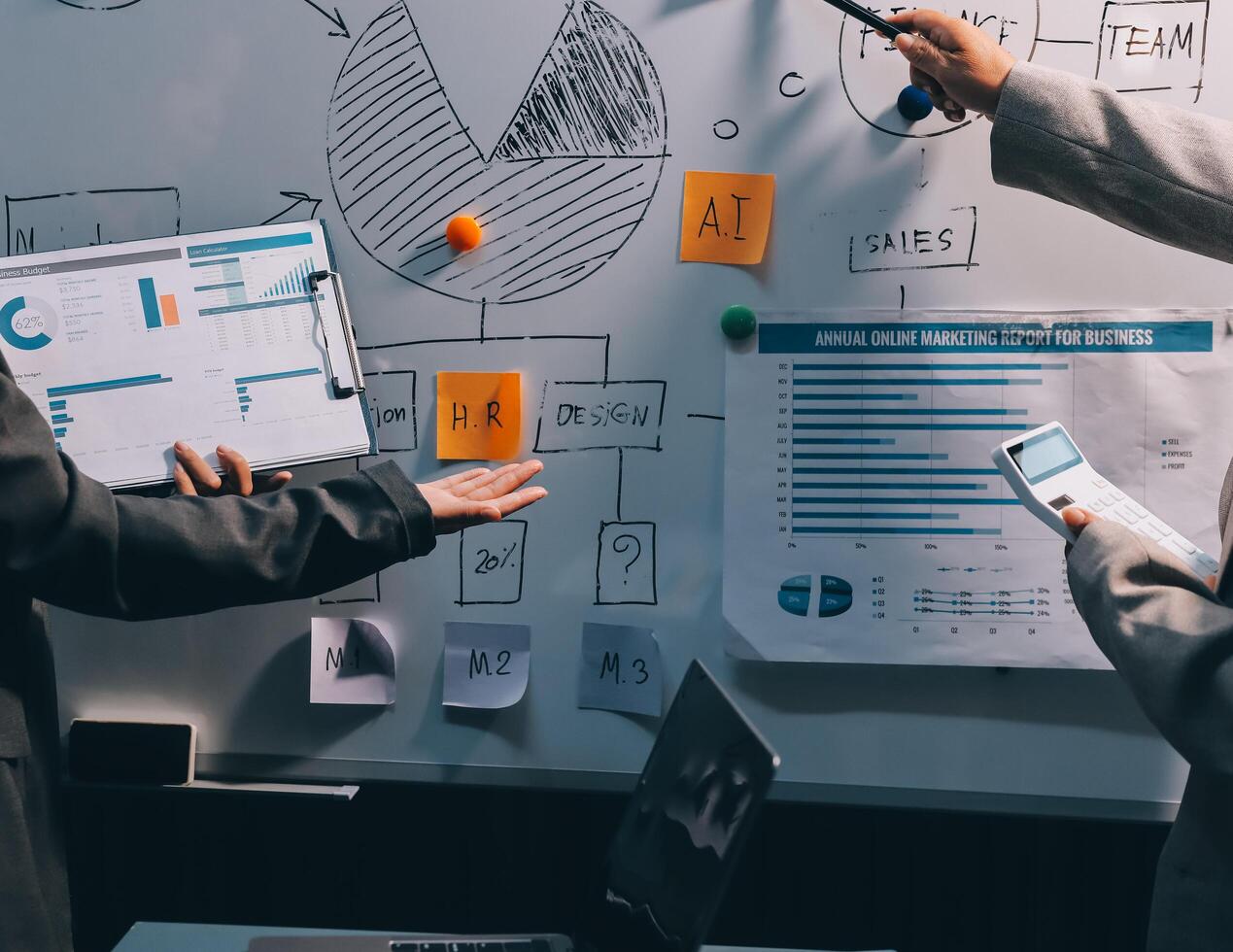 Business people are analyzing and planning business strategies. photo
