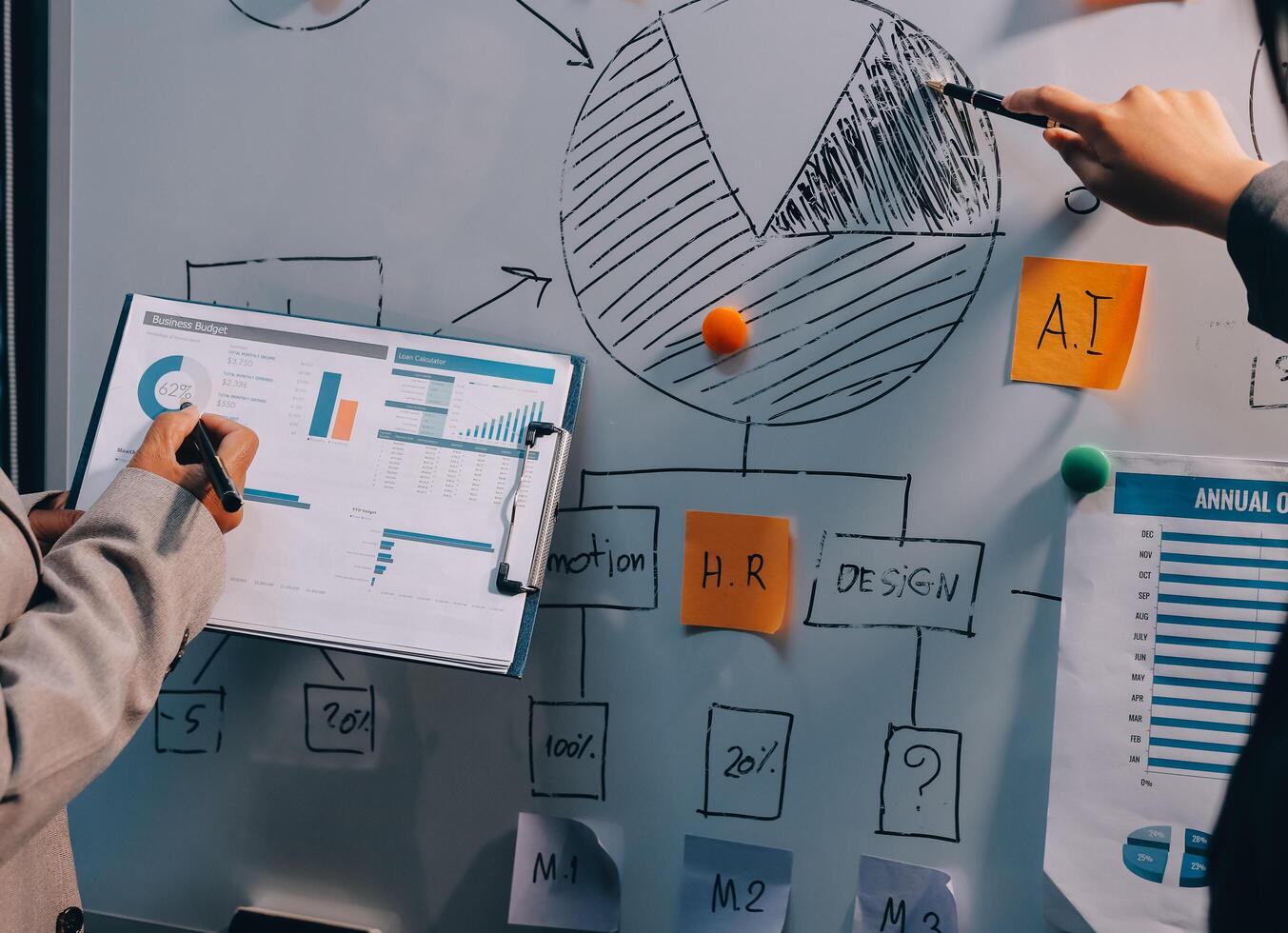 Business people are analyzing and planning business strategies. photo