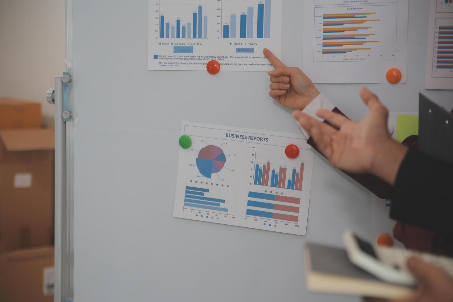 Audit concept,Administrator business man financial inspector and secretary making report calculating balance. Internal Revenue Service checking document. photo