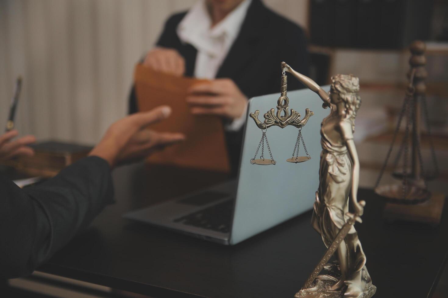 Law theme, gavel or mallet of the judge, lawyer enforcement officers, evidence-based cases taken into account in the court abount business, legislation. photo