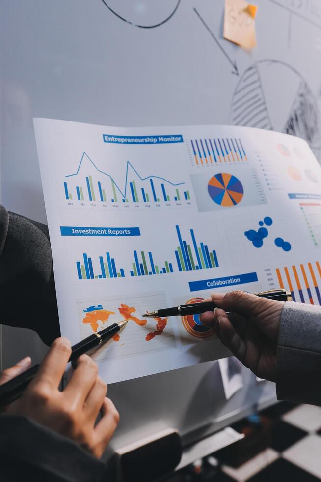 Business people are analyzing and planning business strategies. photo