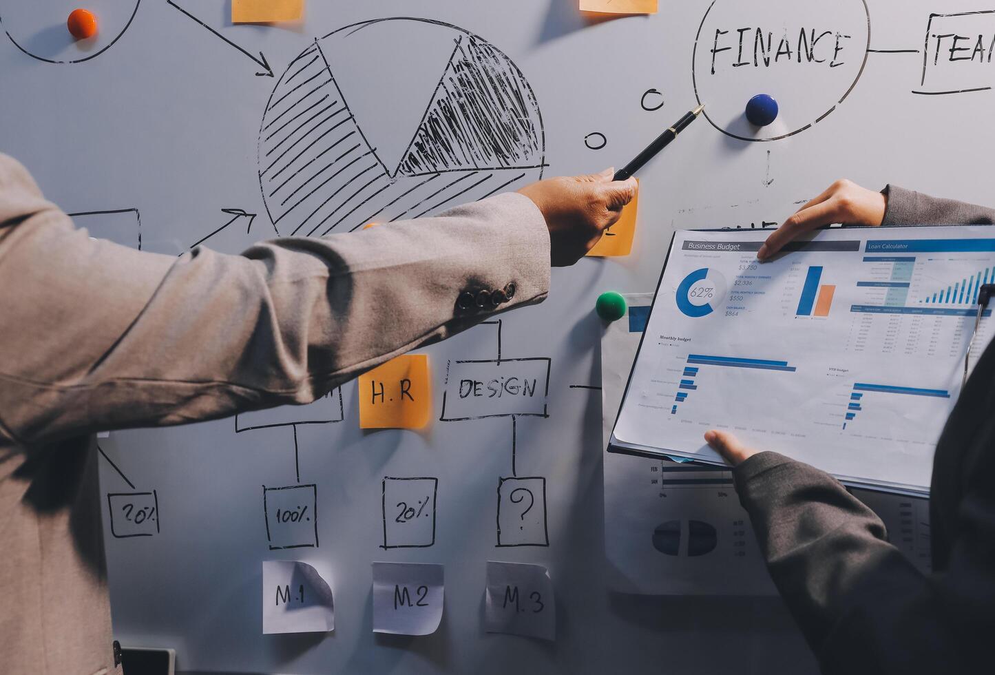 Business people are analyzing and planning business strategies. photo