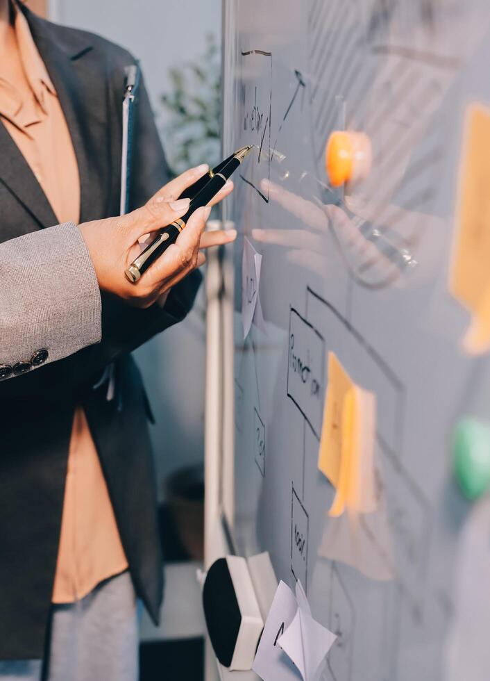 Business people are analyzing and planning business strategies. photo