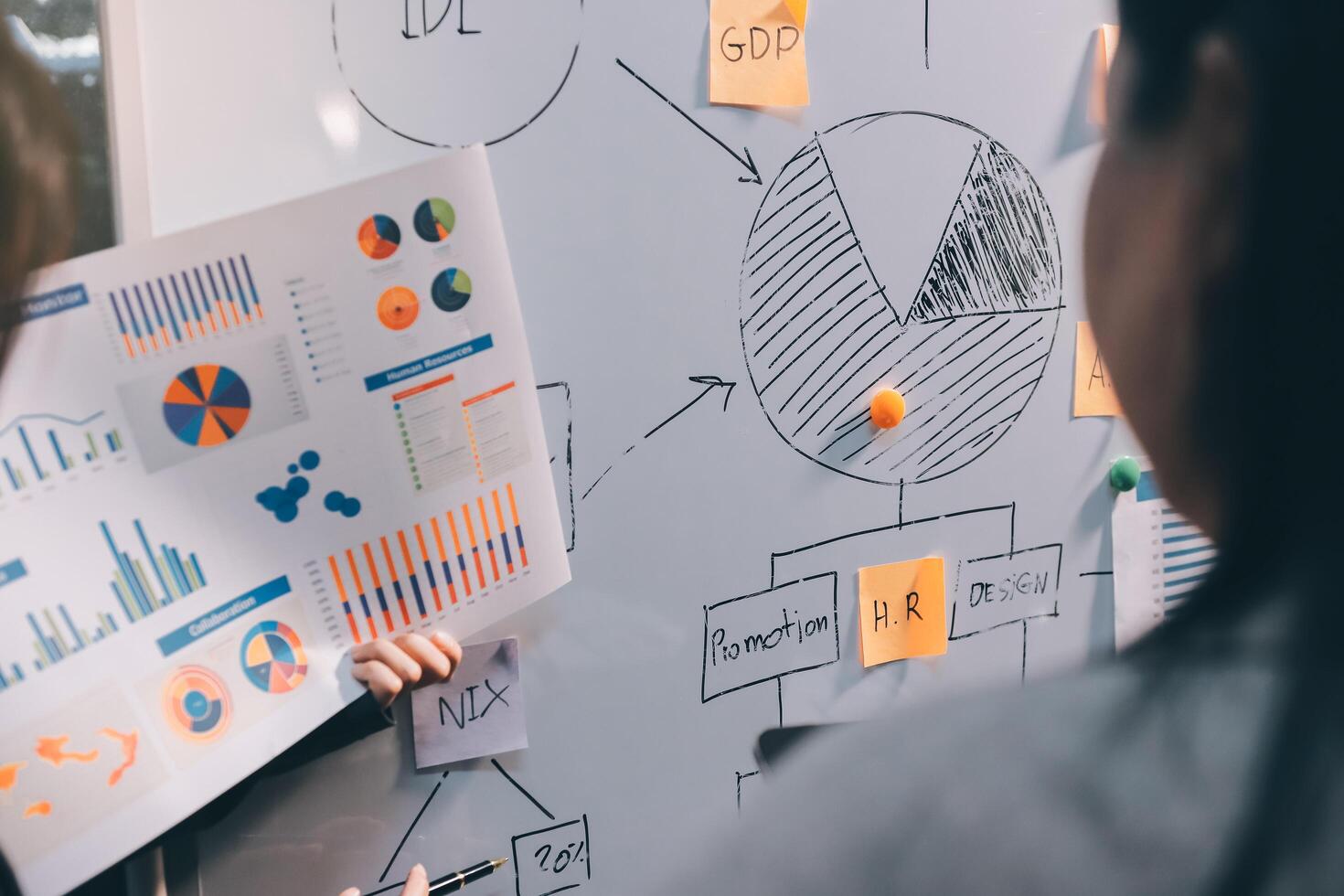 Business people are analyzing and planning business strategies. photo