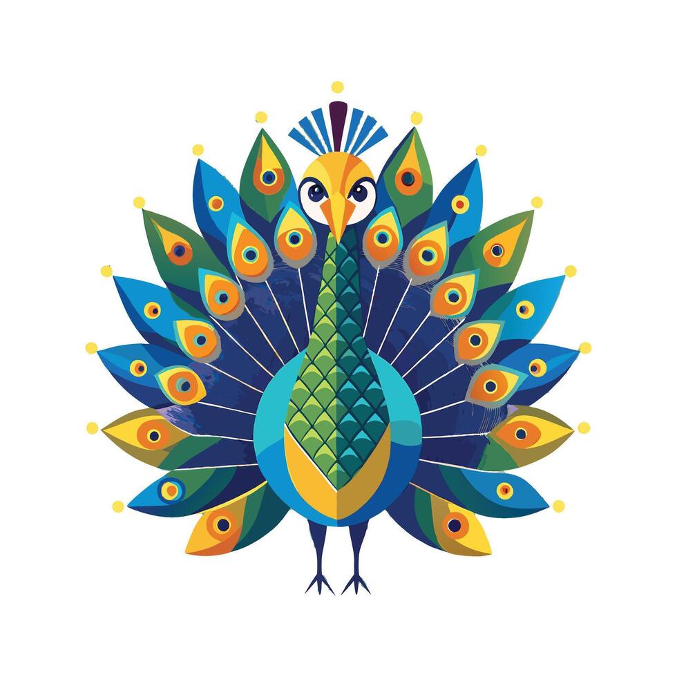 a cute beautifull Cartoon Peacock vector