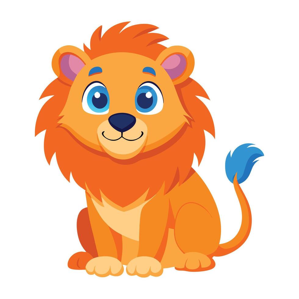 Cute lion sitting isolated on white background vector
