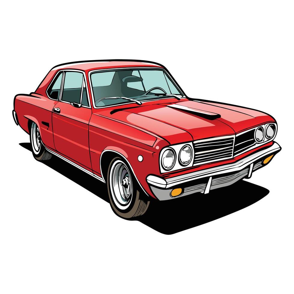 a retro muscle car in a drag race, capturing the raw power, loud engines, and excitement of classic American automotive culture vector