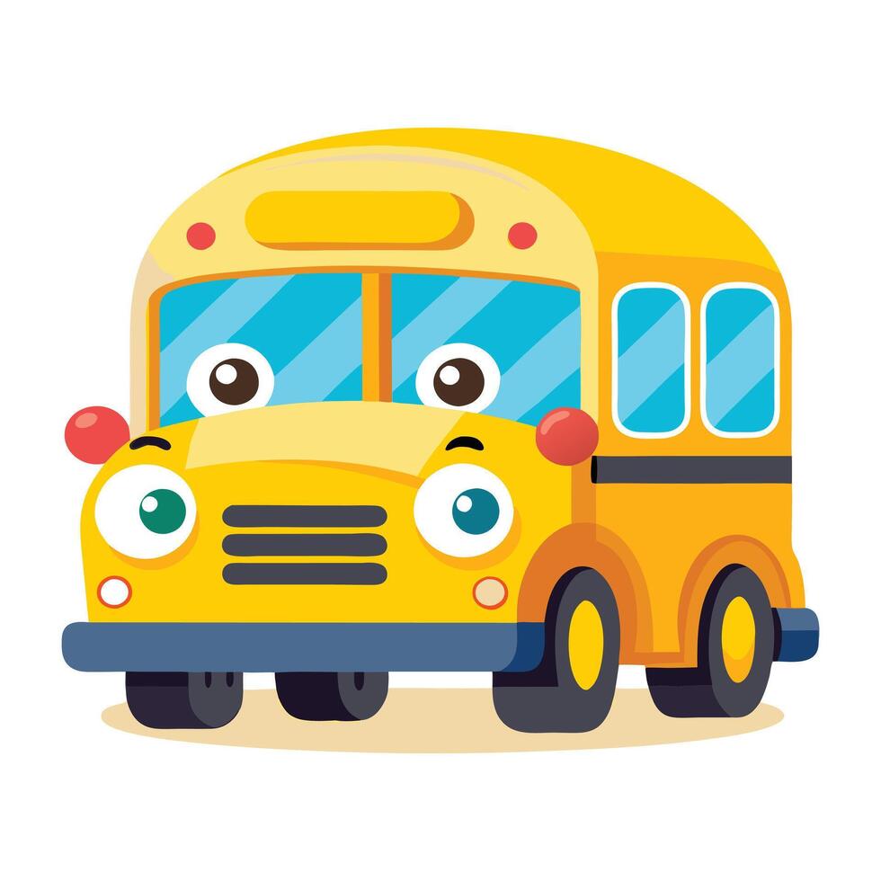 Cartoon of a yellow school bus showing front and back vector