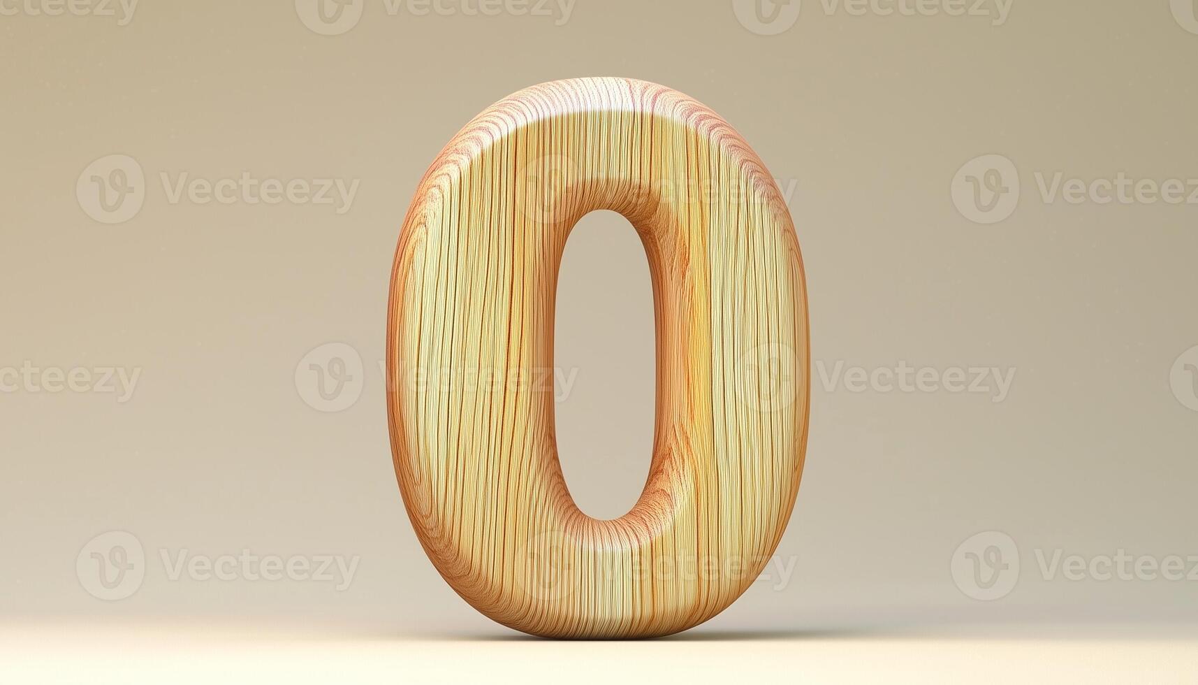 Shape number 0 made from pieces wooden textured in pastel background photo