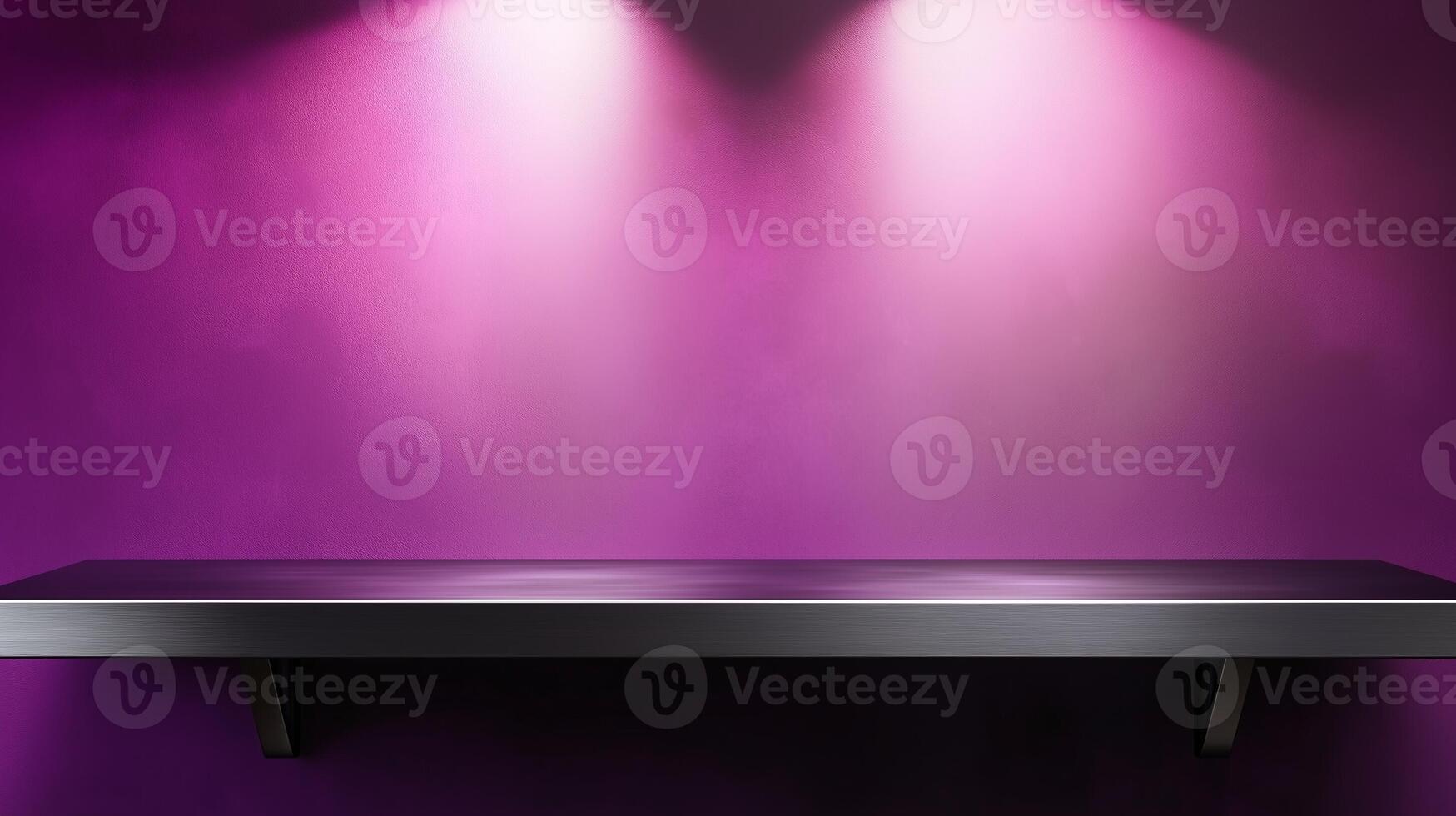 Black steel countertop shelf with spotlight and pink wall for product display promotion photo