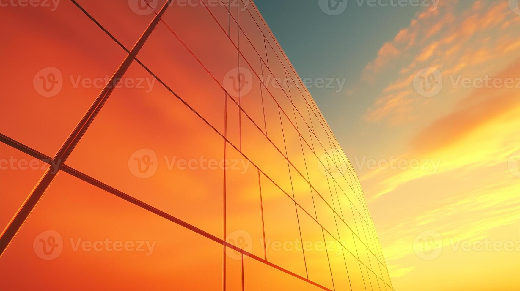Wall of the building modern architecture futuristic structure with sunset sky photo