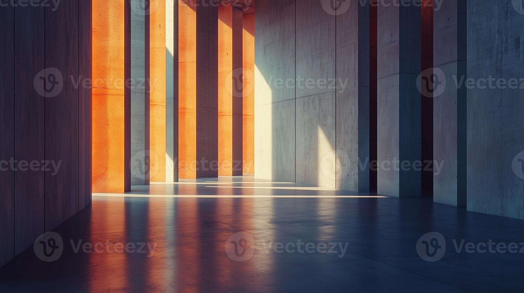 Architecture grey and orange cement corridor high wall exterior modern building with blue sky photo
