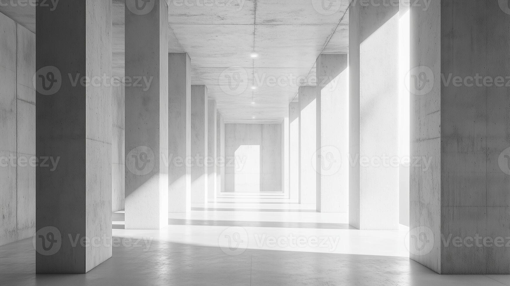 Architecture grey cement corridor high wall exterior modern building with blue sky photo