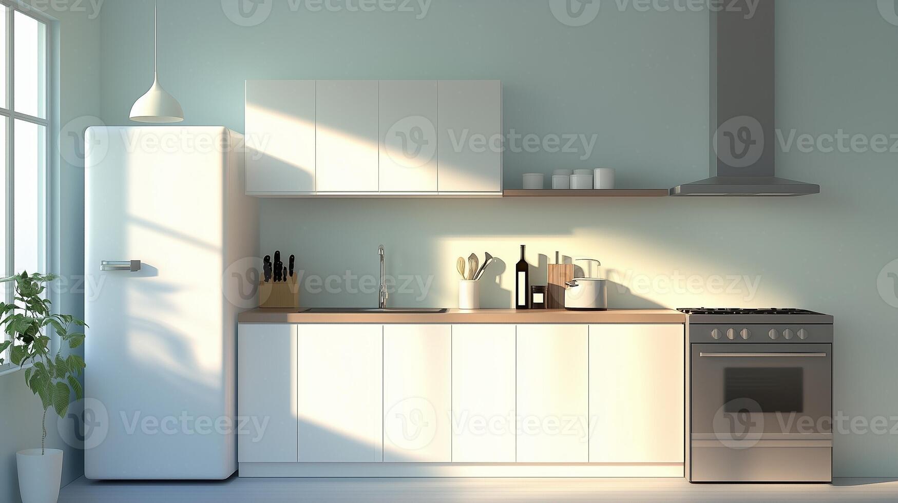 Minimalist modern kitchen room furniture apartment interior photo