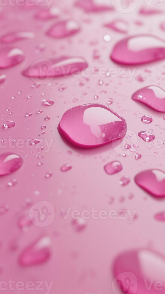 Waterdrop bubble splashing rounded on pink blurred background photo