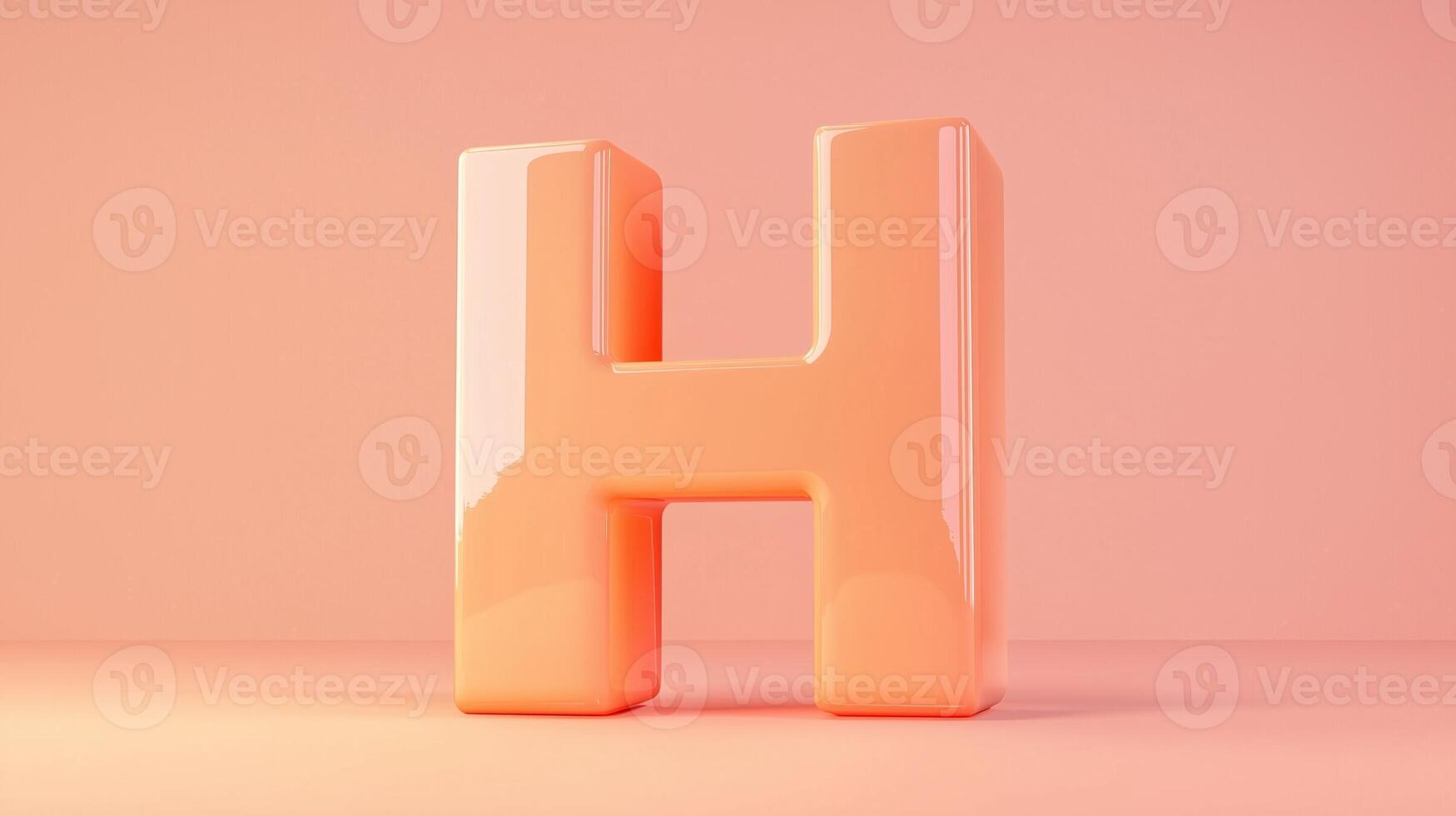 Letter H font orange frame uppercase for children toy learning on solid background photo