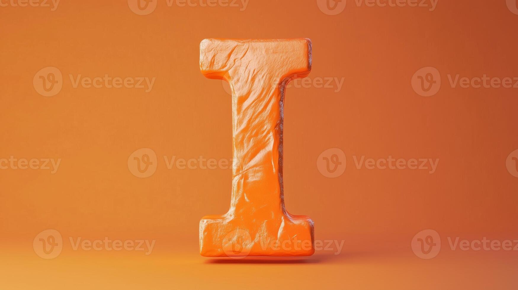 Letter I font orange frame uppercase for children toy learning on solid background photo