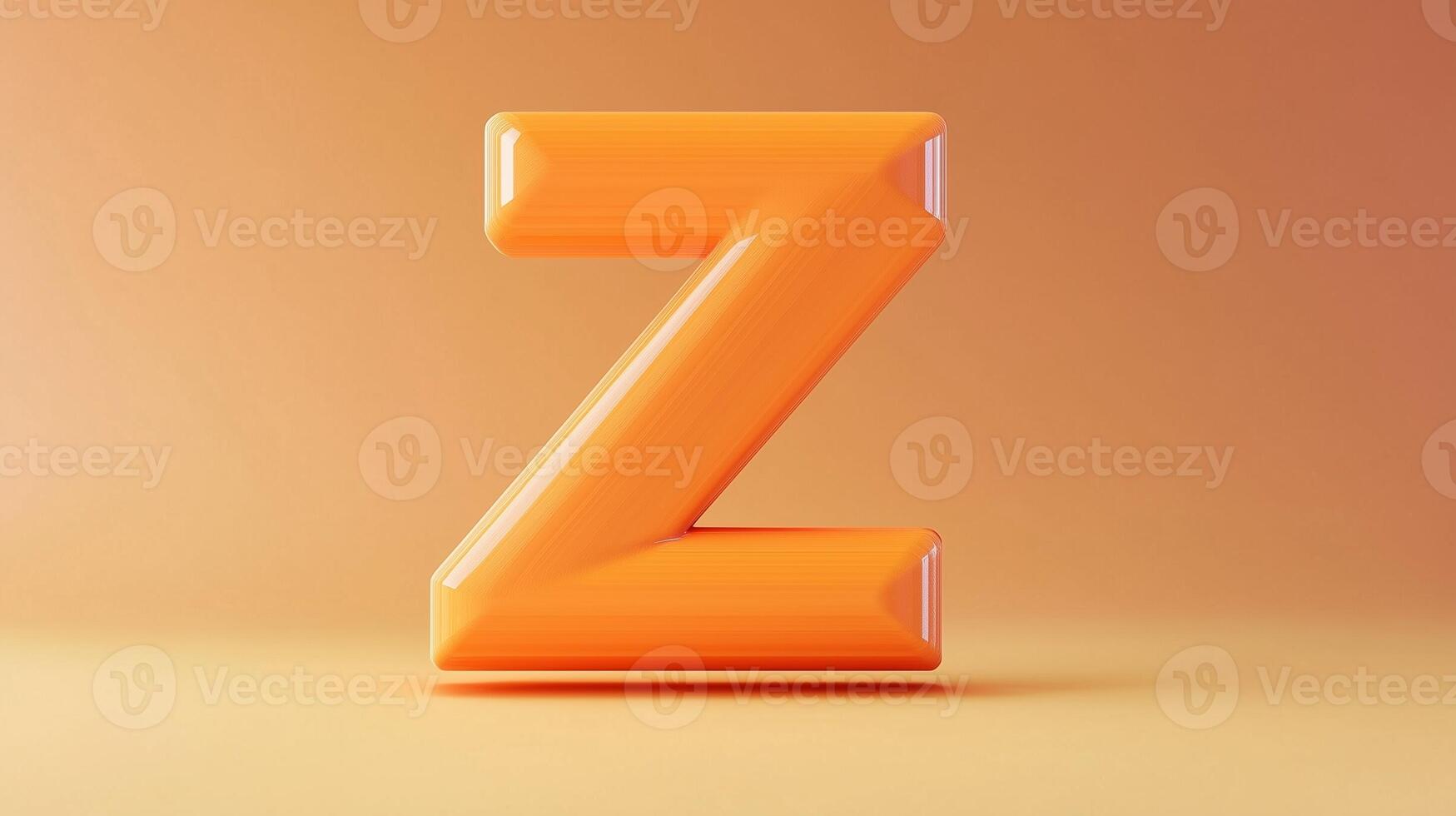Letter Z font orange frame uppercase for children toy learning on solid background photo