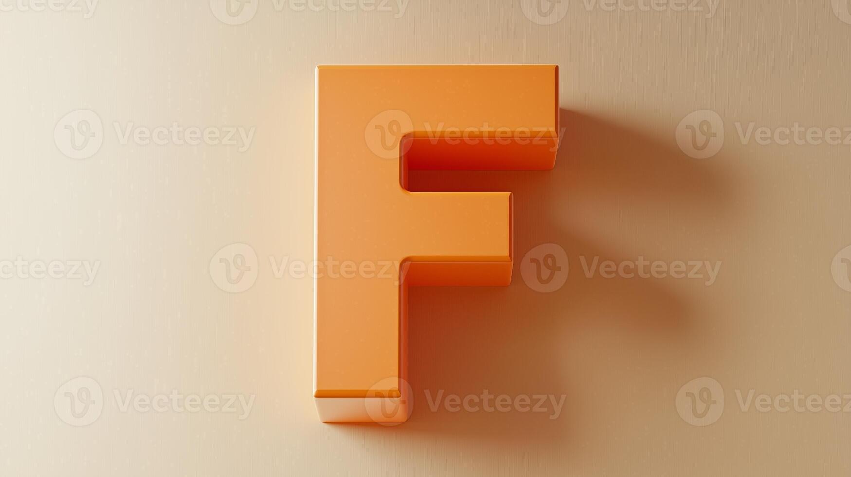 Letter F font orange frame uppercase for children toy learning with game play on solid background photo