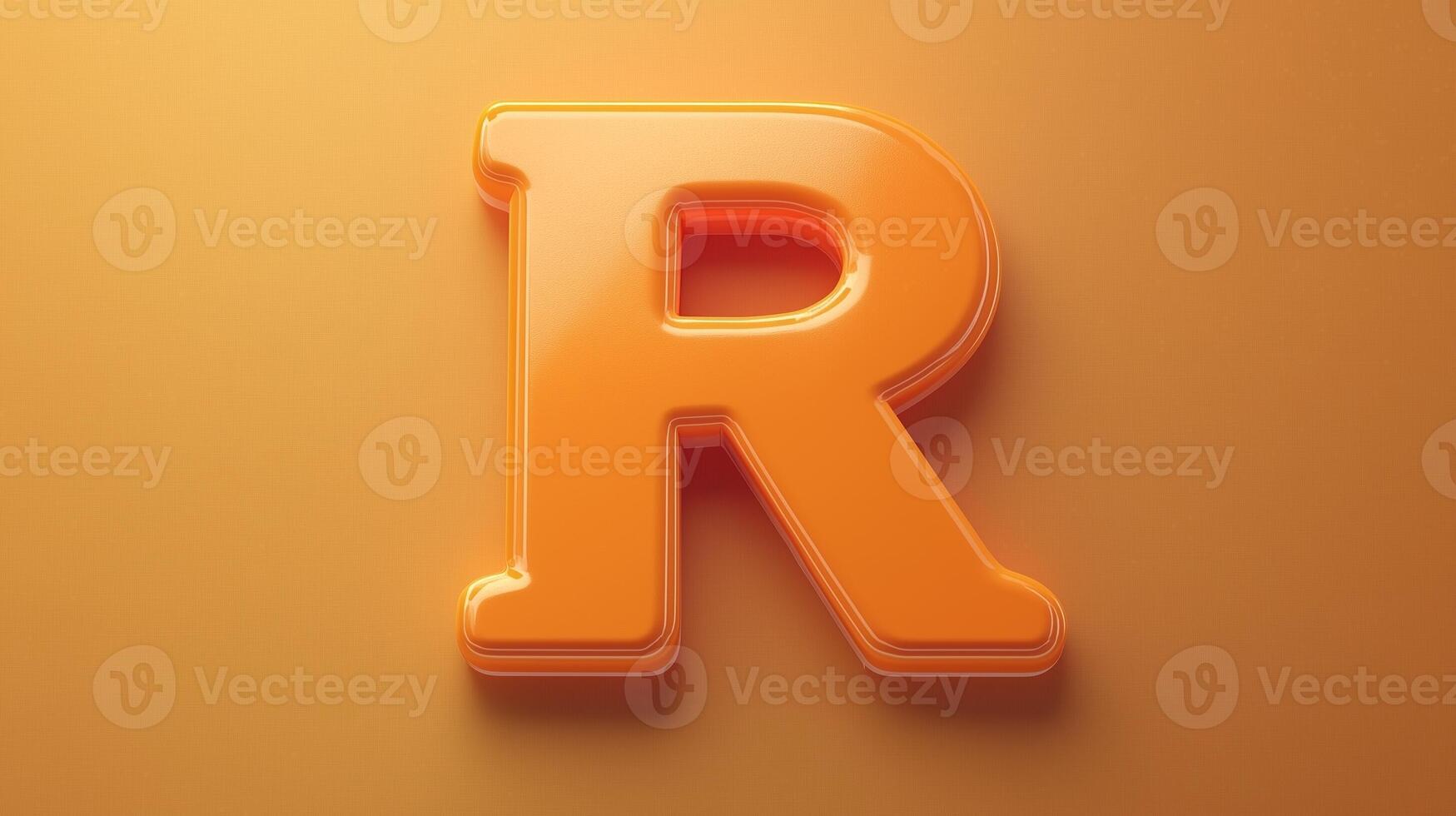 Letter R font orange frame uppercase for children toy learning on solid background photo