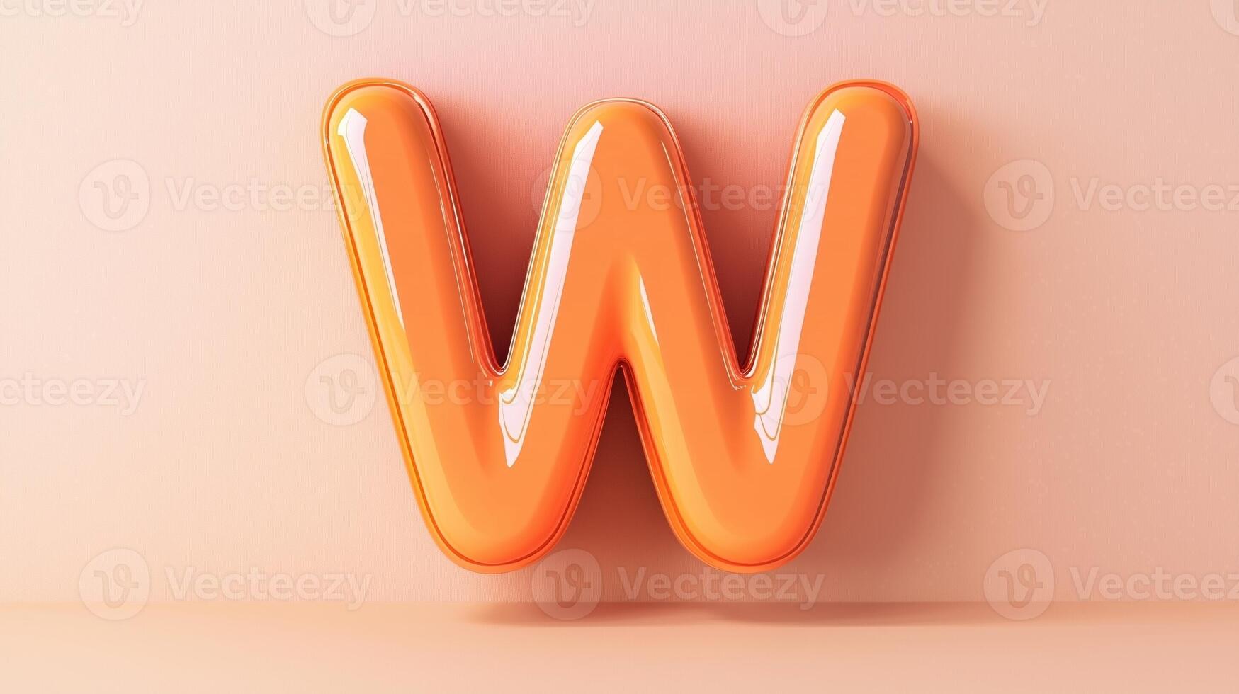 Letter W font orange frame uppercase for children toy learning on solid background photo