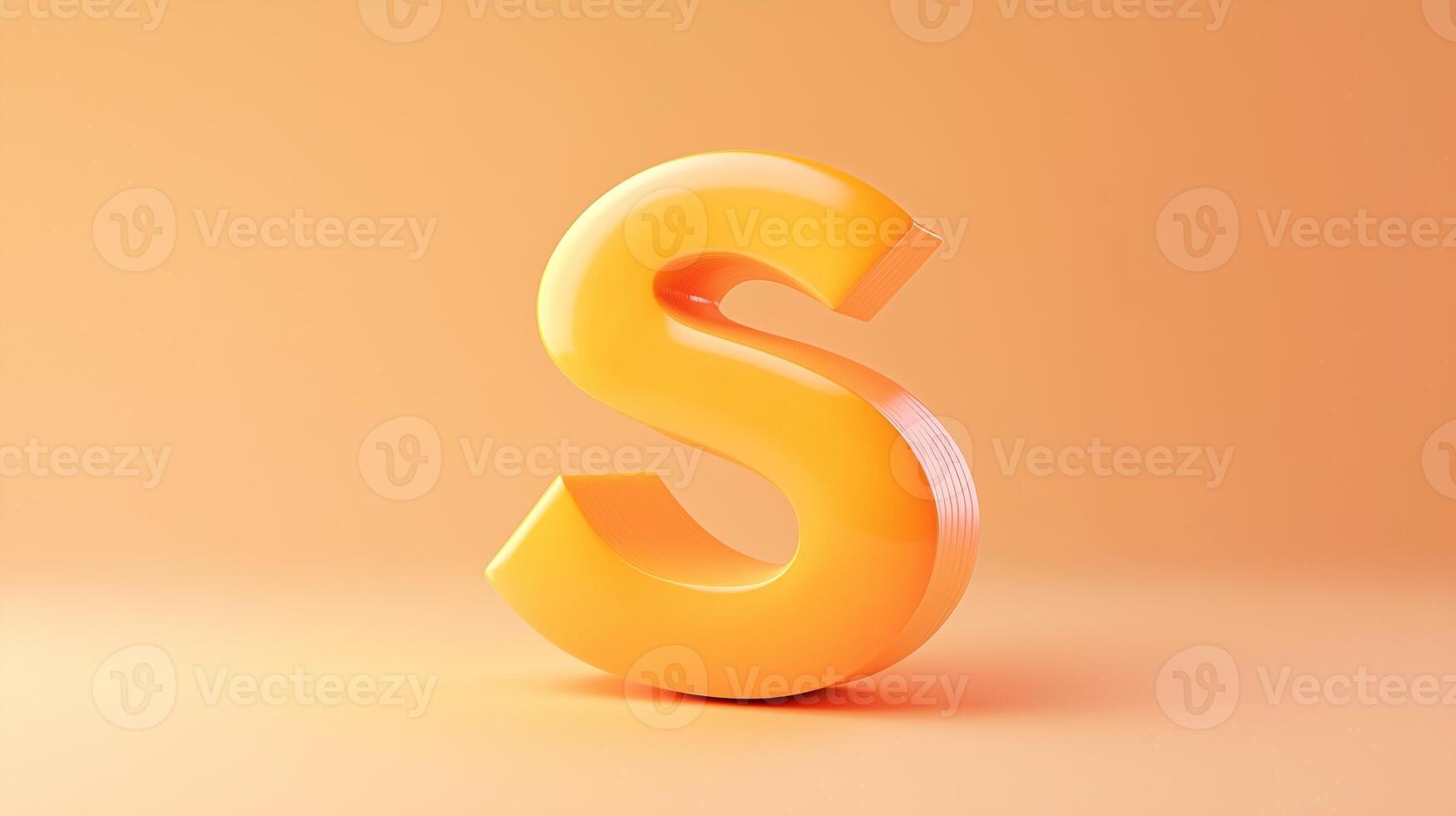 Letter S font orange frame uppercase for children toy learning on solid background photo